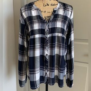 KNOX ROSE Plaid long-Sleeved Blouse